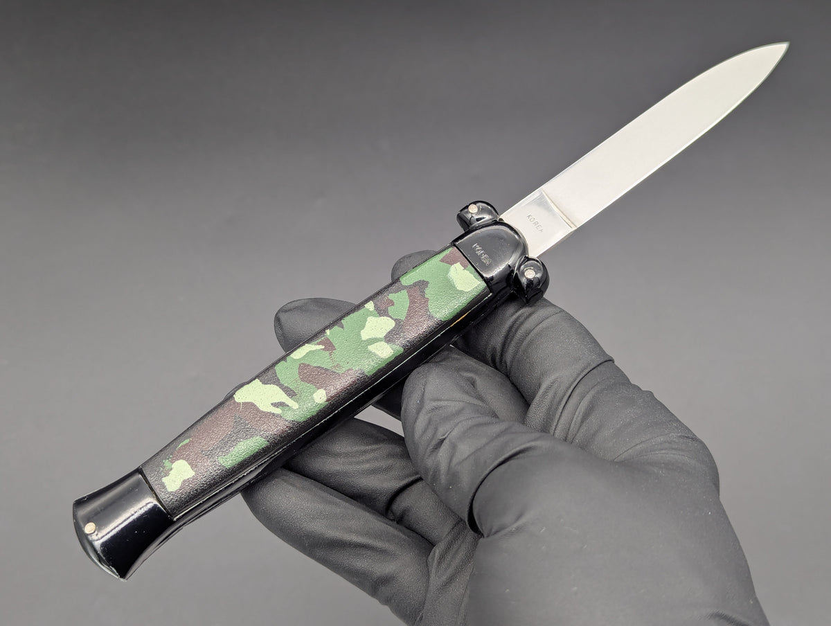 VINTAGE KOREAN NATO MILITARY OTF KNIFE 3 PIN CAMO