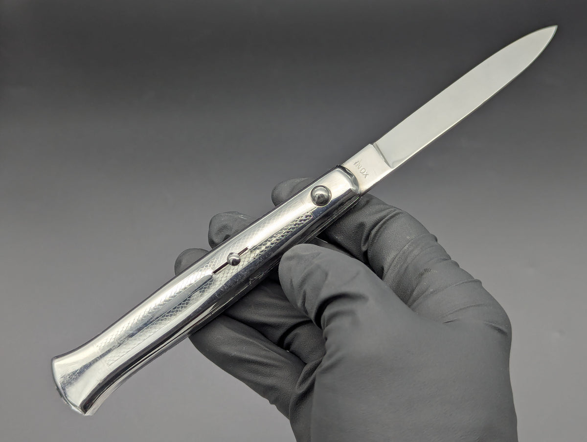 XL ANTIQUE ITALIAN STAINLESS FANTAIL SWITCHBLADE KNIFE