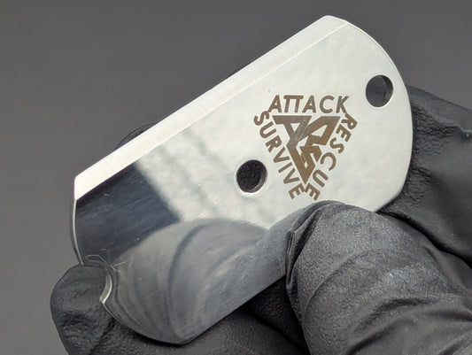 GREEN A.R.S. KNIVES 440c RAZORS EDGE DOG TAG