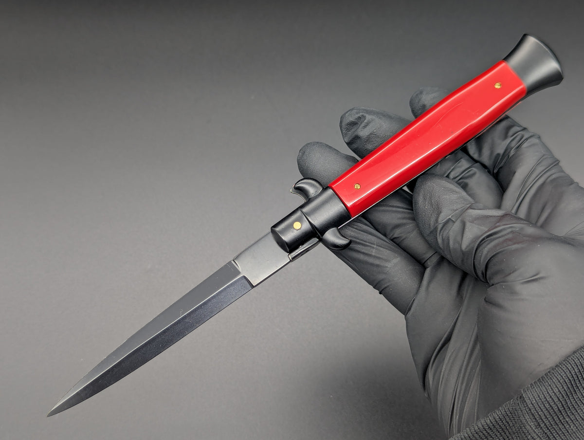 NOS 9" Frank Beltrame RED Tactical Italian Stiletto Knife Dagger