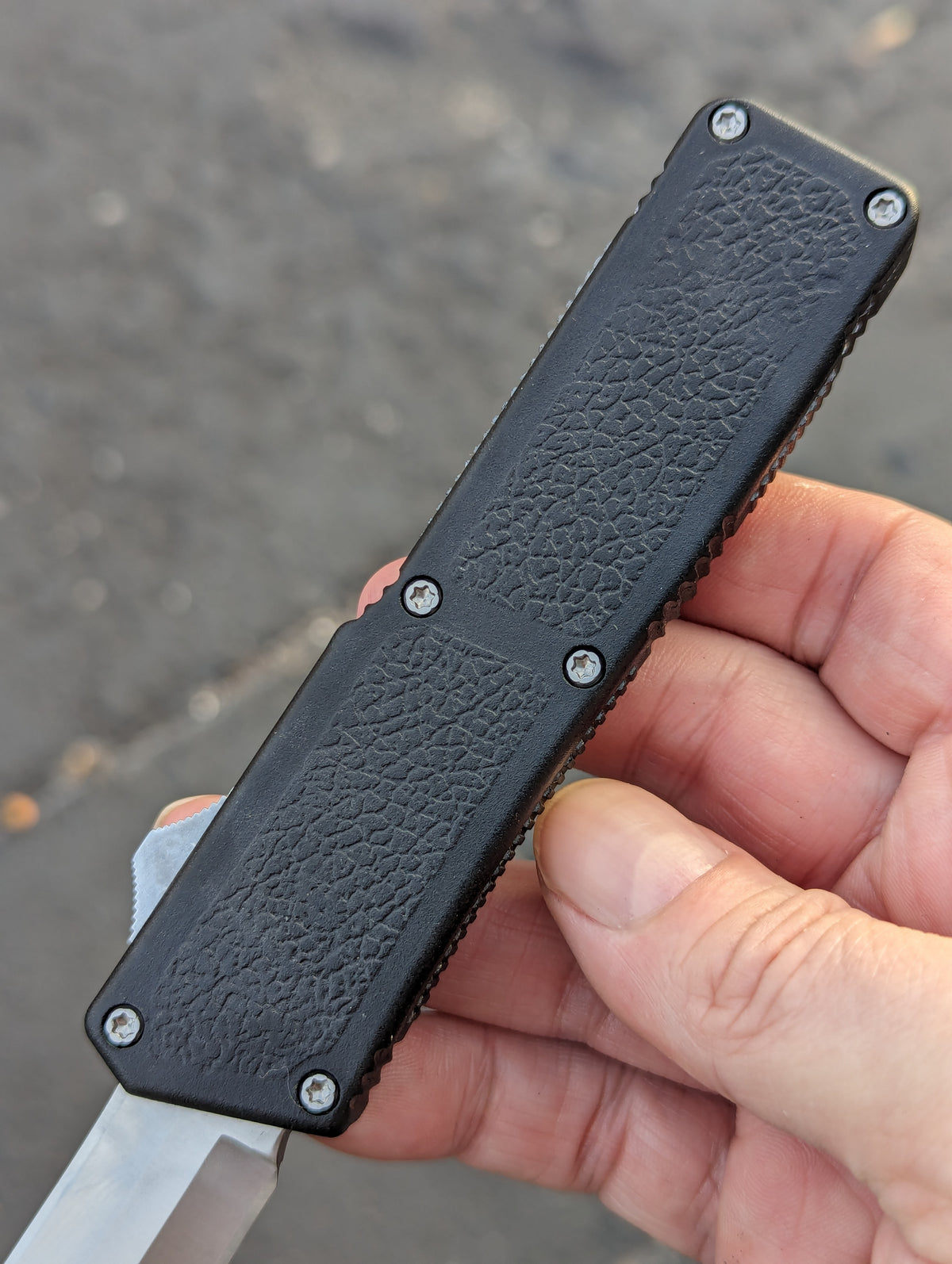 Black Stainless Double Edge Lightning OTF Knife