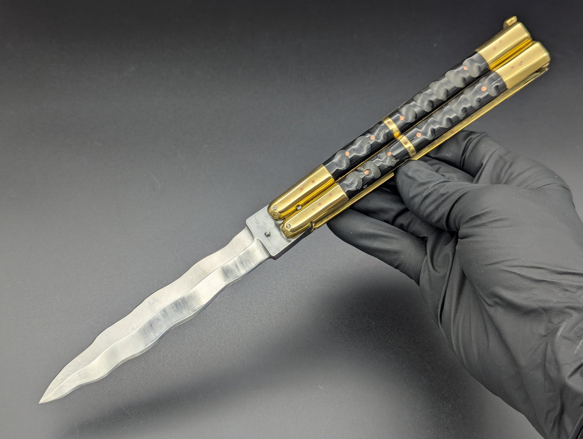 11" CARABAO HORN KRIS BLADE FHM BALISONG TEXTURED