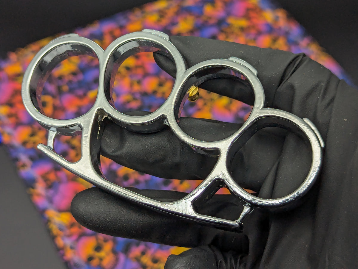 CHROME FINISH ULTRA SQUARE TOP BRASS KNUCKLE DUSTER