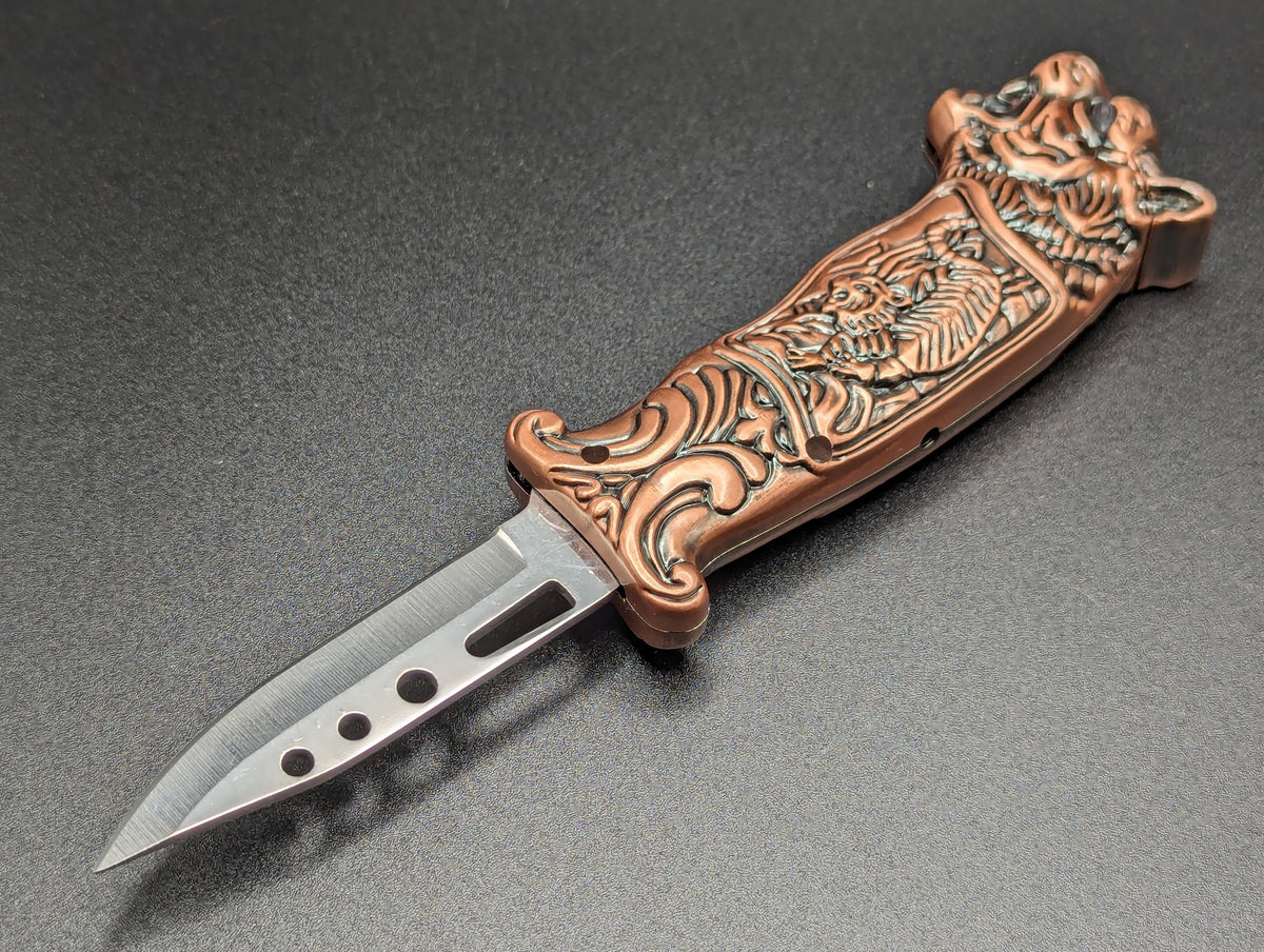 VINTAGE TIGER TORCH LIGHTER SWITCHBLADE KNIFE CP