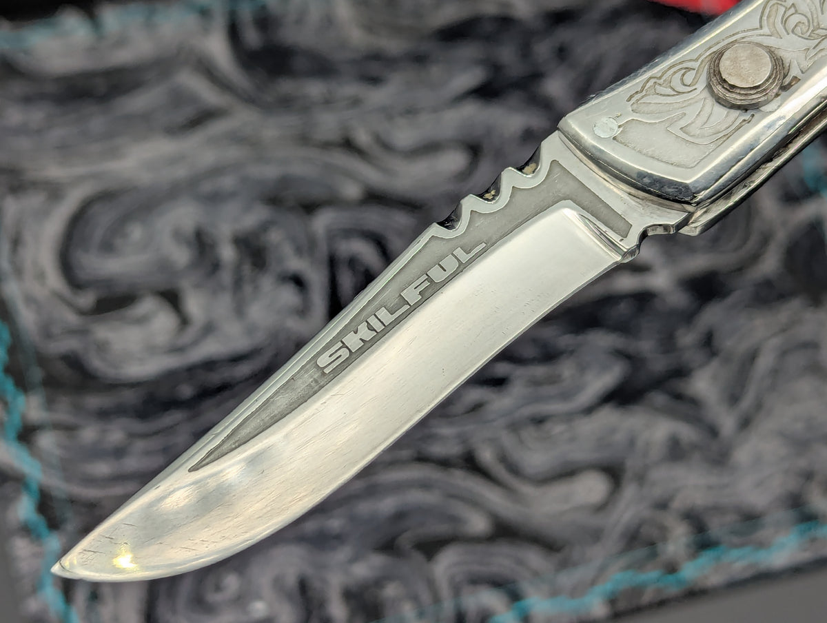 Engraved Stainless Russian Prison Made RPK Automatic Switchblade Knife