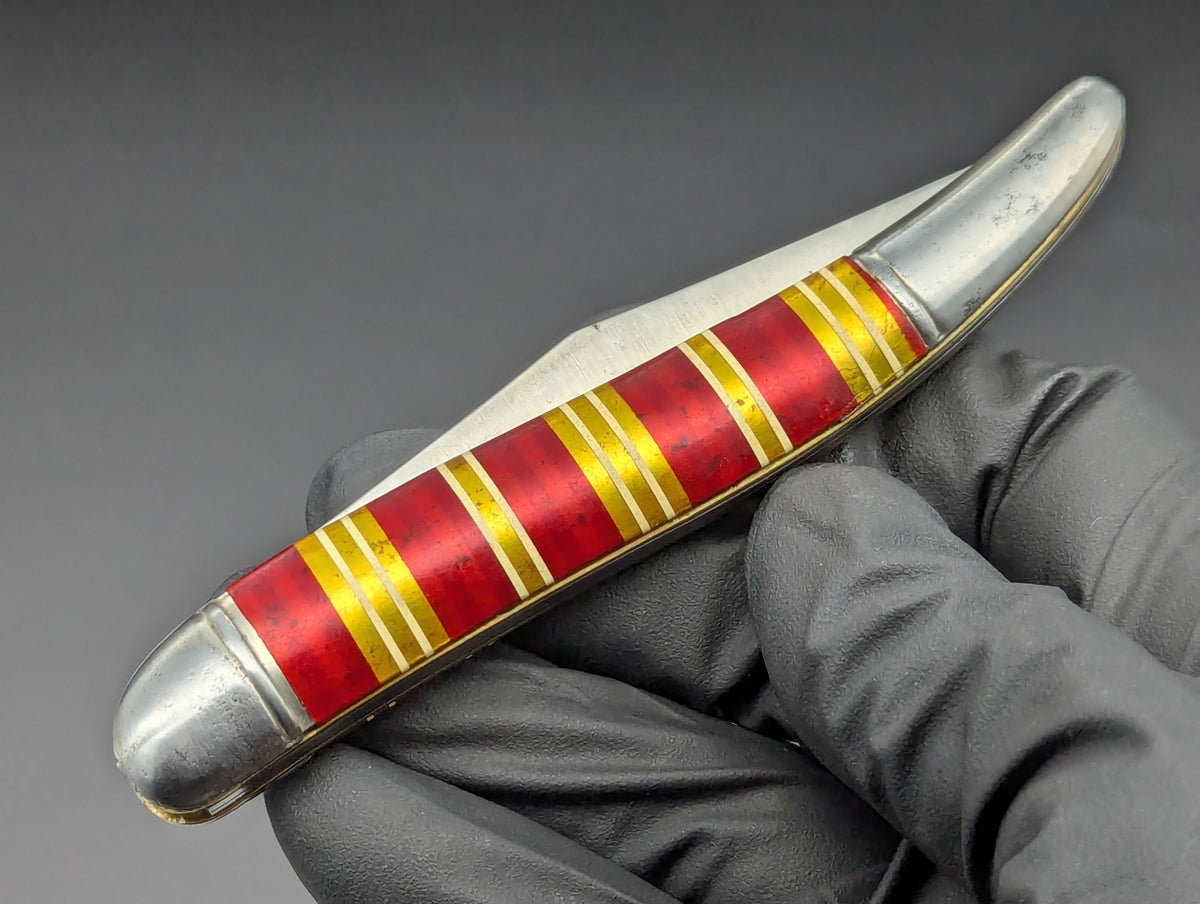 ANTIQUE HAMMER BRAND CANDY STRIPE TOOTHPICK SWITCHBLADE KNIFE
