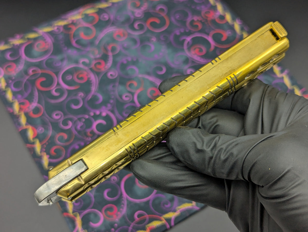 366 GRAM SOLID BRASS FHM BALISONG KNIFE "RAZOR"