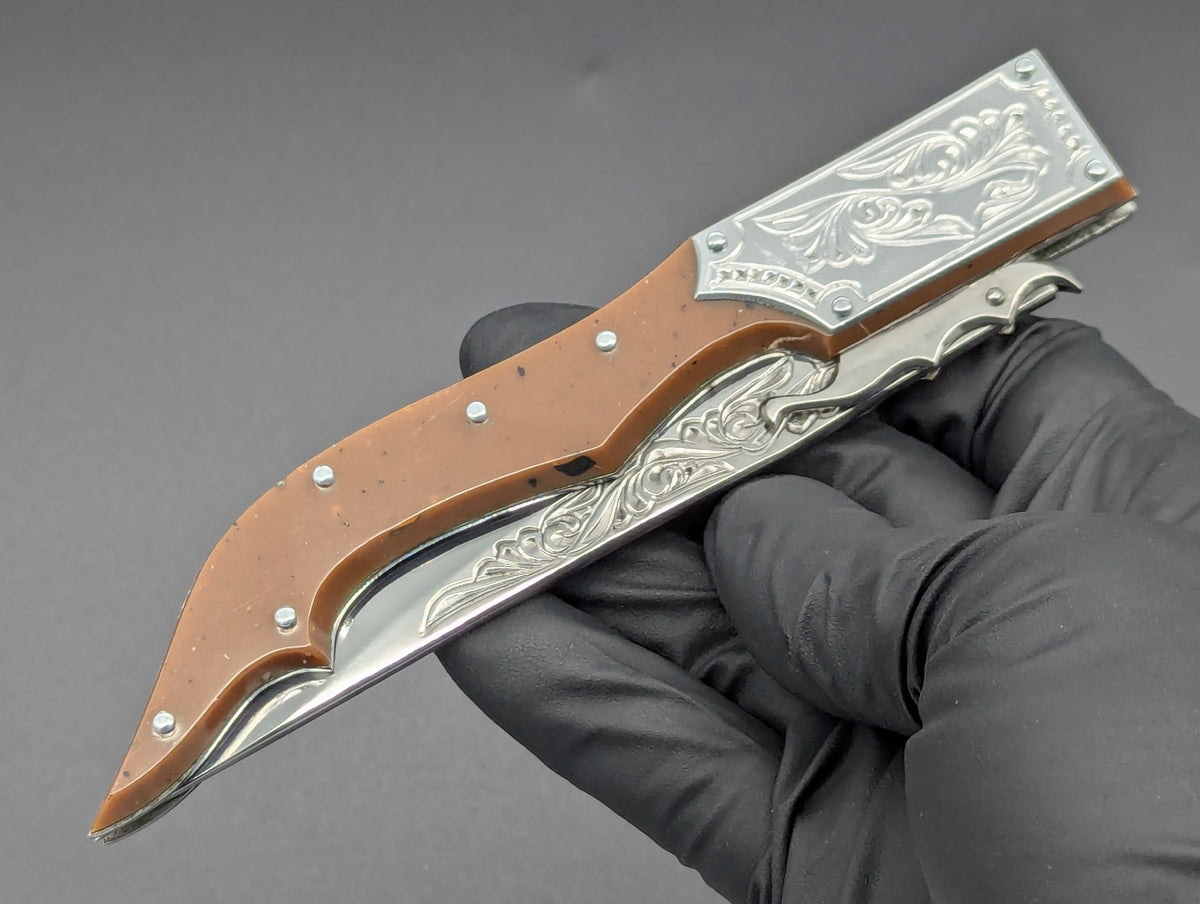 80's Soviet Era Russian Prison Engraved Swinguard Knife