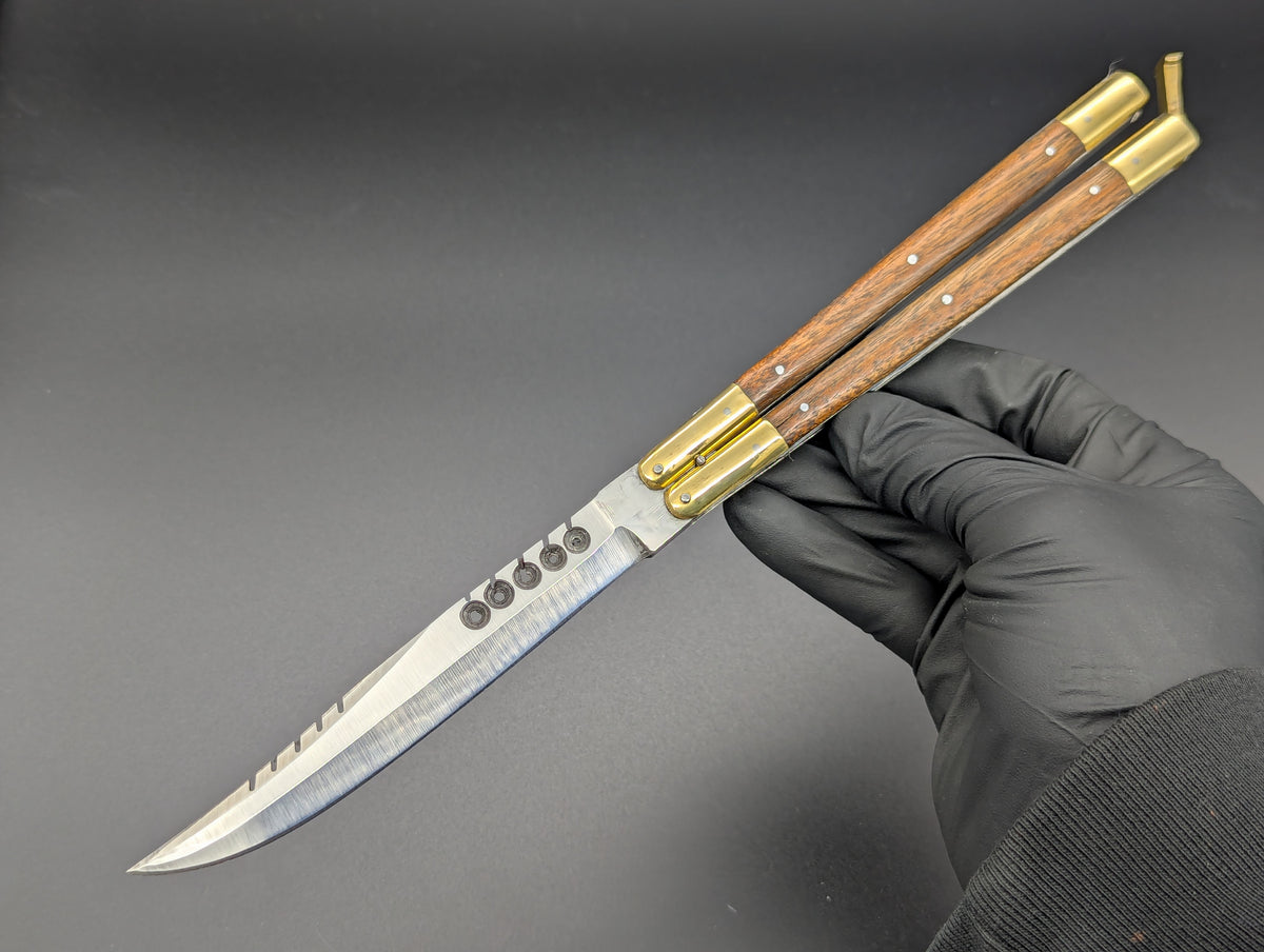 11" FHM Philippines Handmade Slim Narra Wood Balisong Rambo Clip Point