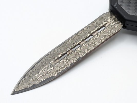 DAMASCUS & CARBON FIBER D/A OTF KNUCKLE KNIFE