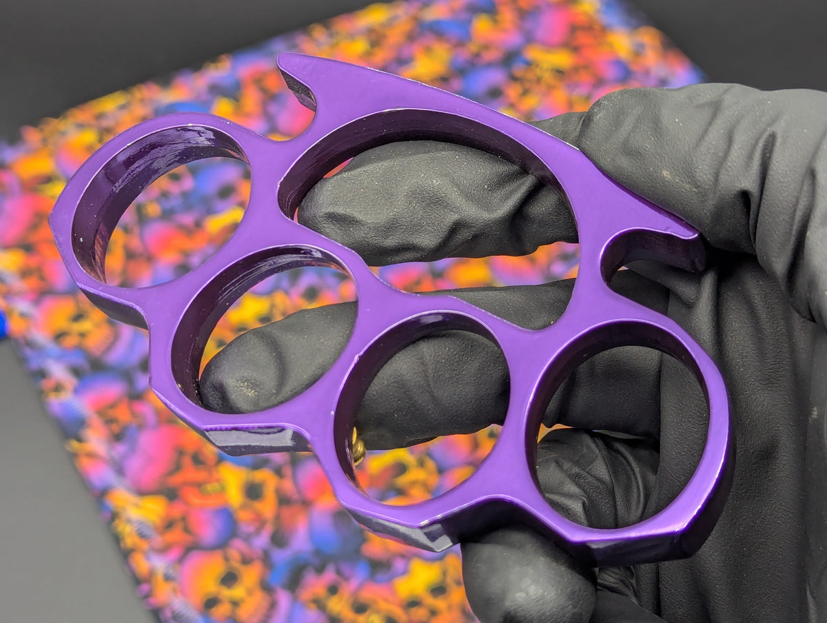Metallic Purple Alloy Square Top Brass Knuckles