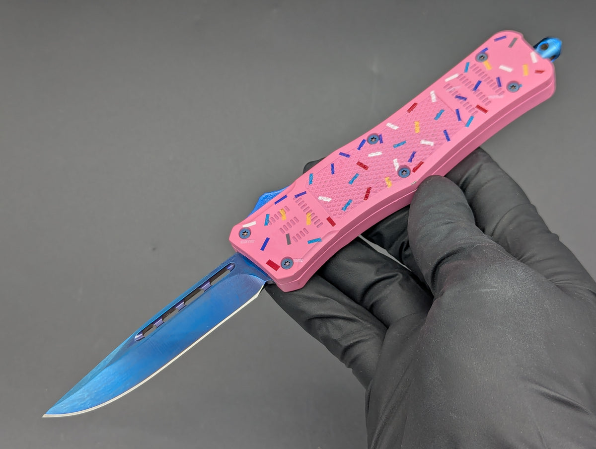 8.25" PINK SPRINKLE DONUT D/A AUTOMATIC OPENING OTF KNIFE