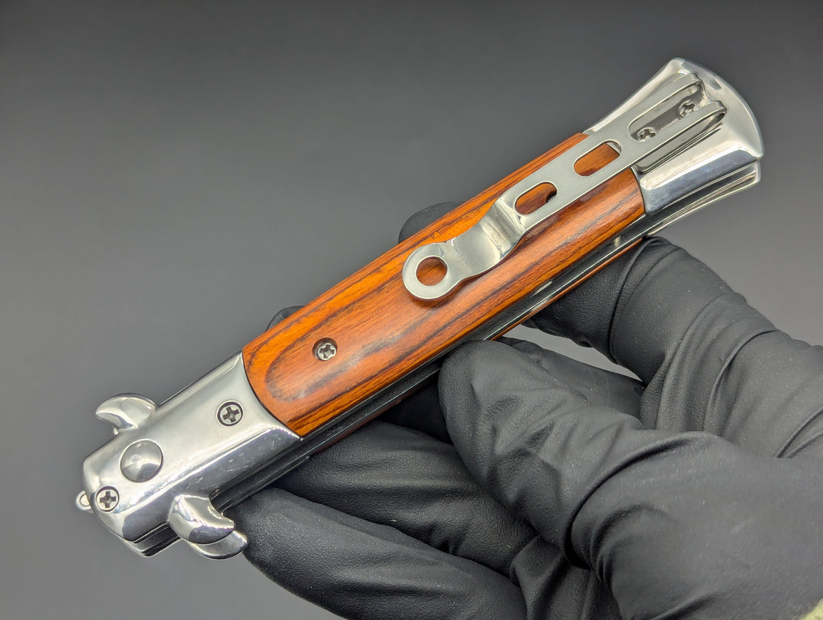 SOLID WOOD DIABLO MILANO STILETTO KNIFE