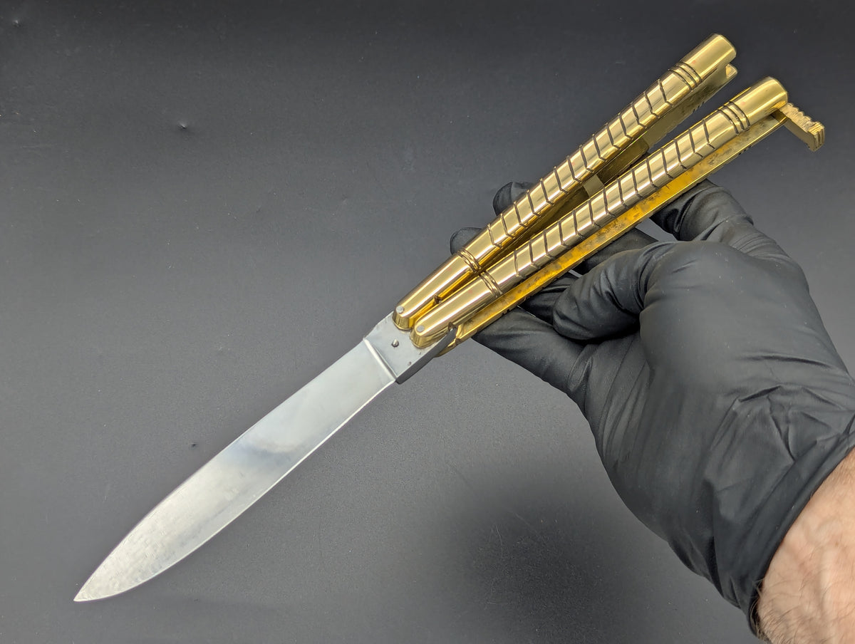 PHILIPPINES HANDMADE BALISONG SOLID BRASS HEAVYWEIGHT STRAIGHT BLADE