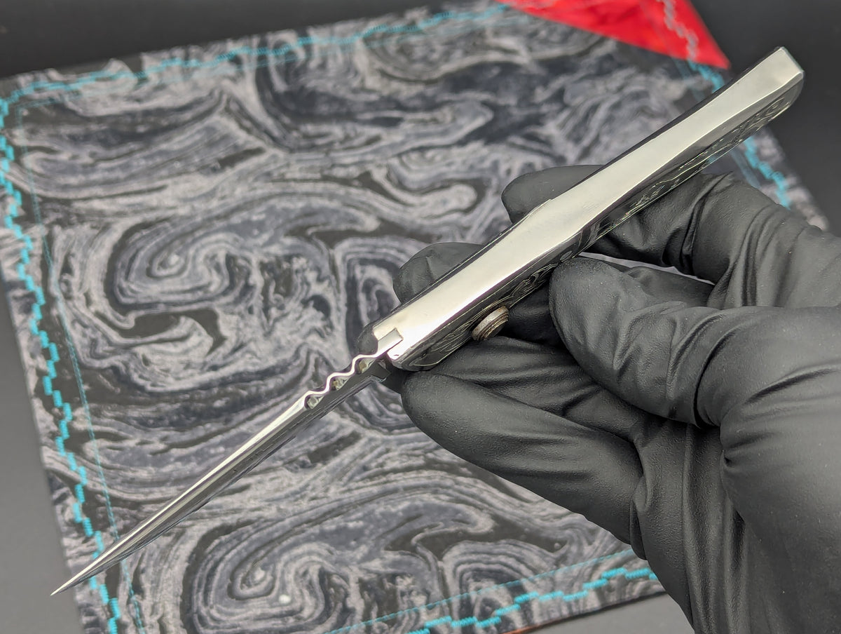 Engraved Stainless Russian Prison Made RPK Automatic Switchblade Knife