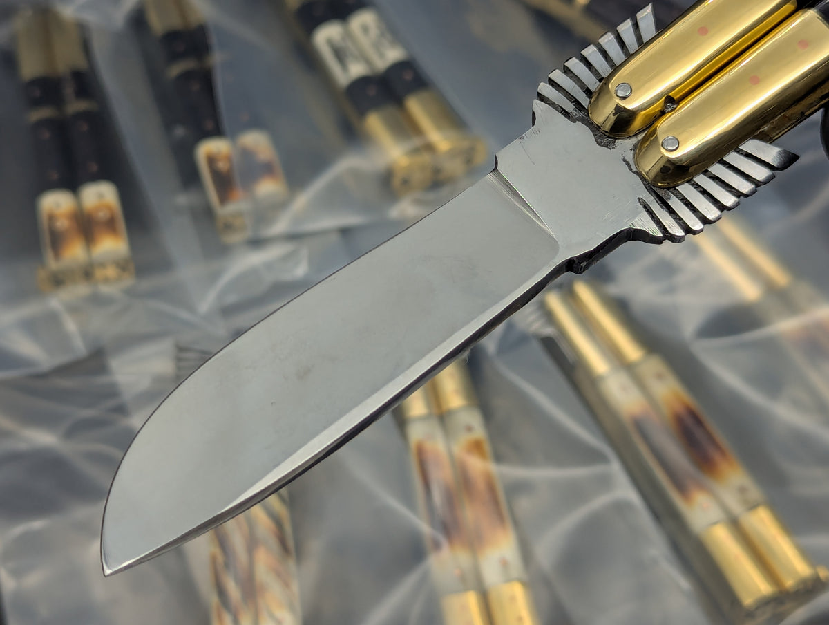 8.7" TRIPLE STACKED SCALE EAGLE TANG FHM BALISONG