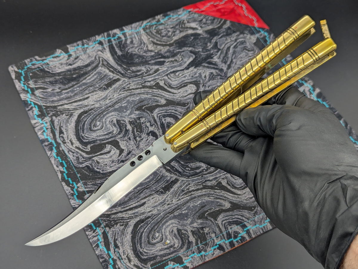 11" Gut Hook Clip Blade Ultra Heavy Brass Philippines FHM Balisong