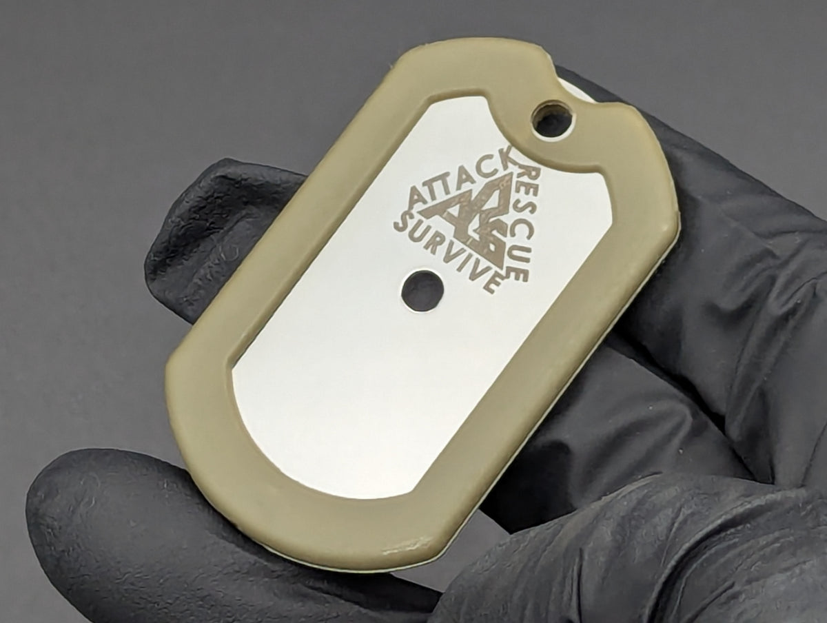 GREEN A.R.S. KNIVES 440c RAZORS EDGE DOG TAG
