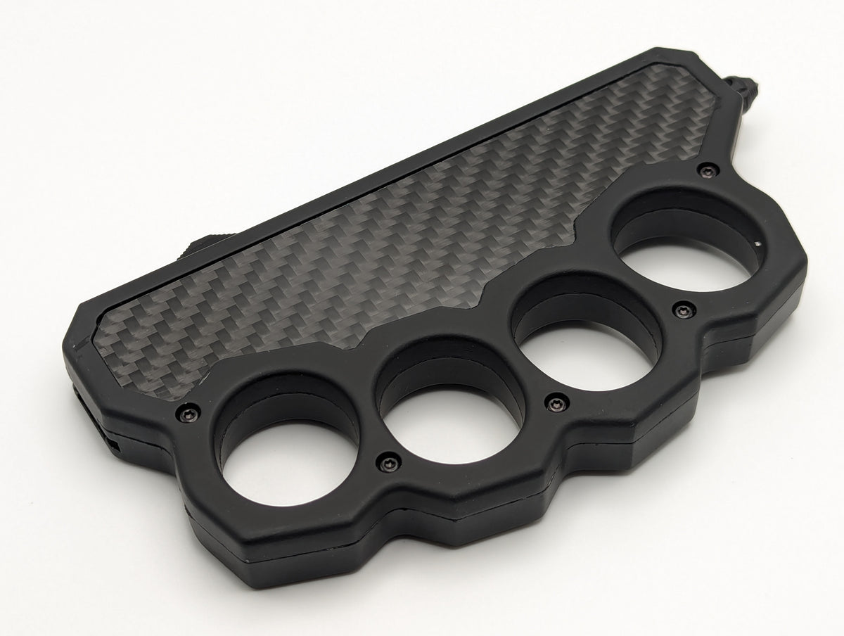 DAMASCUS & CARBON FIBER D/A OTF KNUCKLE KNIFE