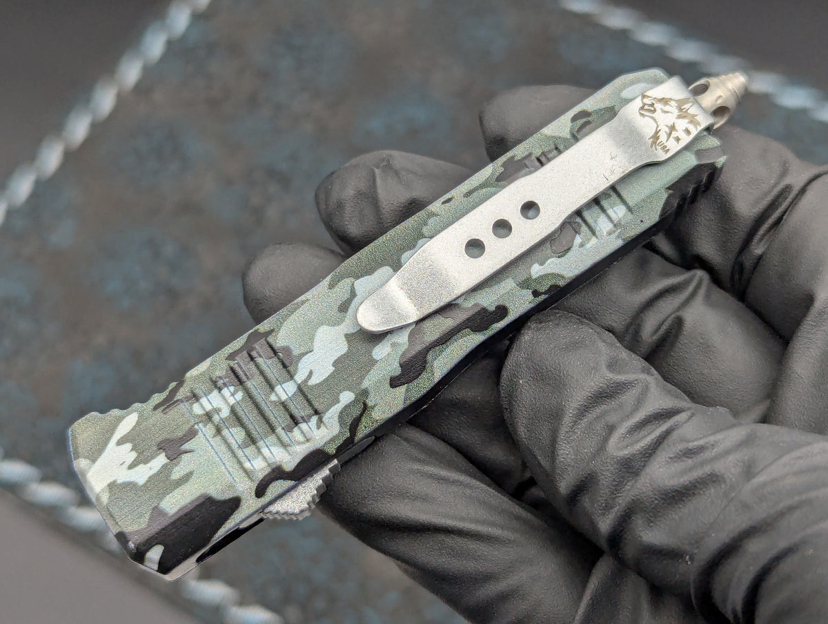 7" Mini Digital Green Camo D/A OTF Knife