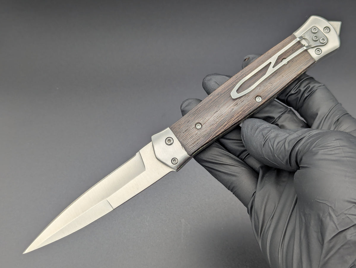 9" SOLID WOOD DAGGER AUTOMATIC LEVERLOCK