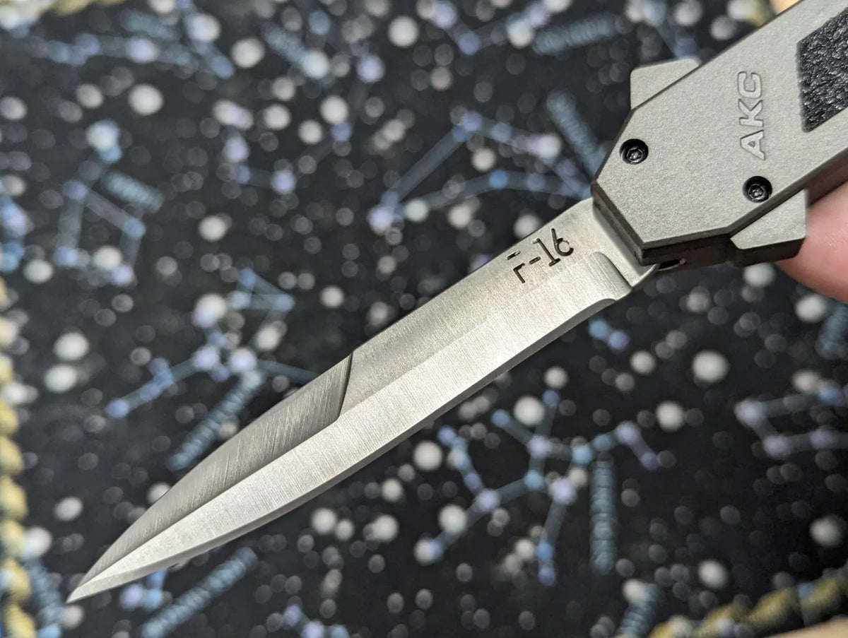 GREY S/E AKC ITALY F-16 DUAL ACTION OTF KNIFE