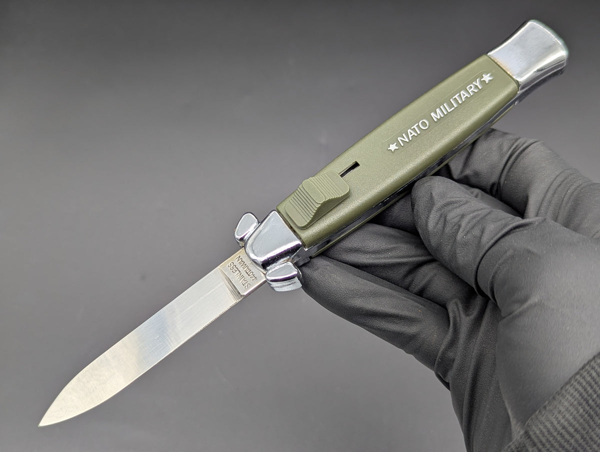RARE NOS VINTAGE 80's TAIWAN GREEN NATO MILITARY OTF KNIFE