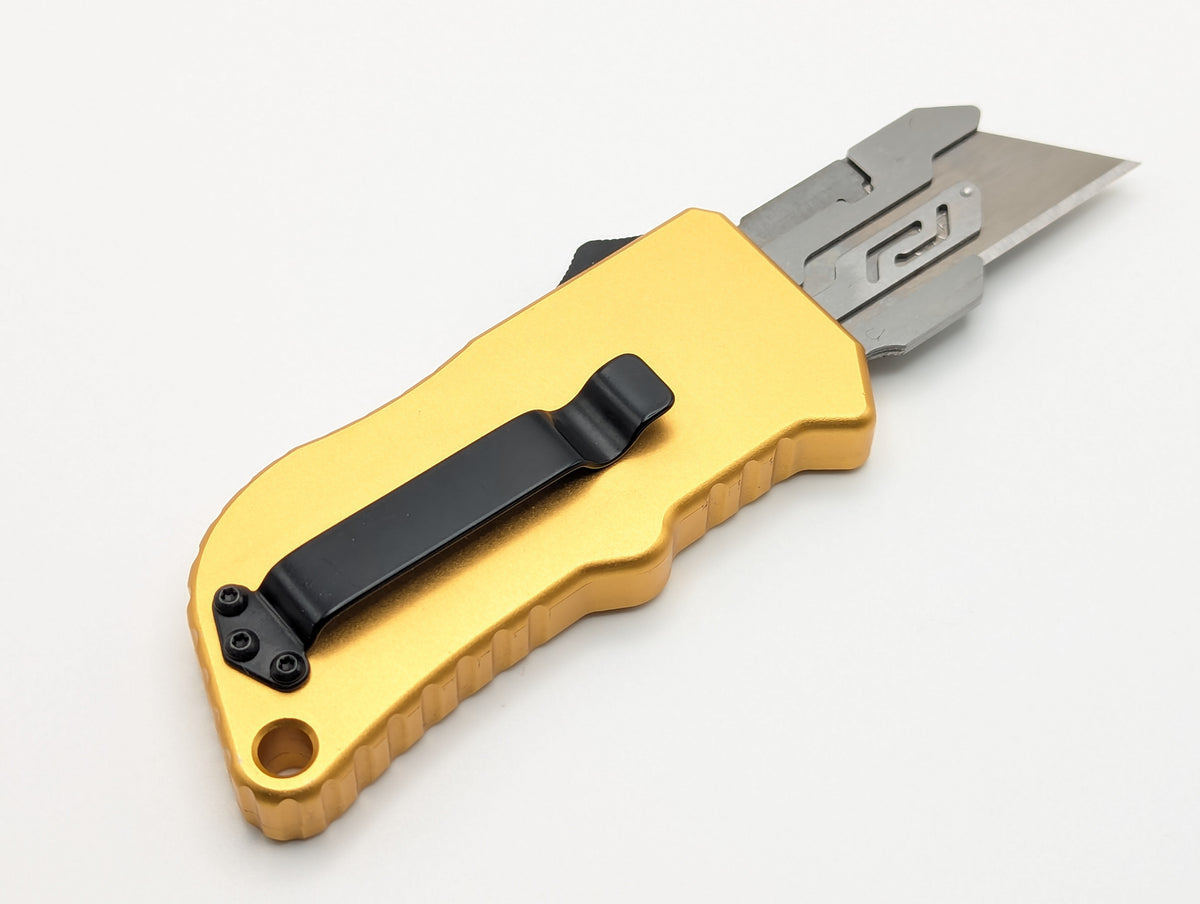 Gold Carbon Fiber D/A Box Cutter OTF Knife