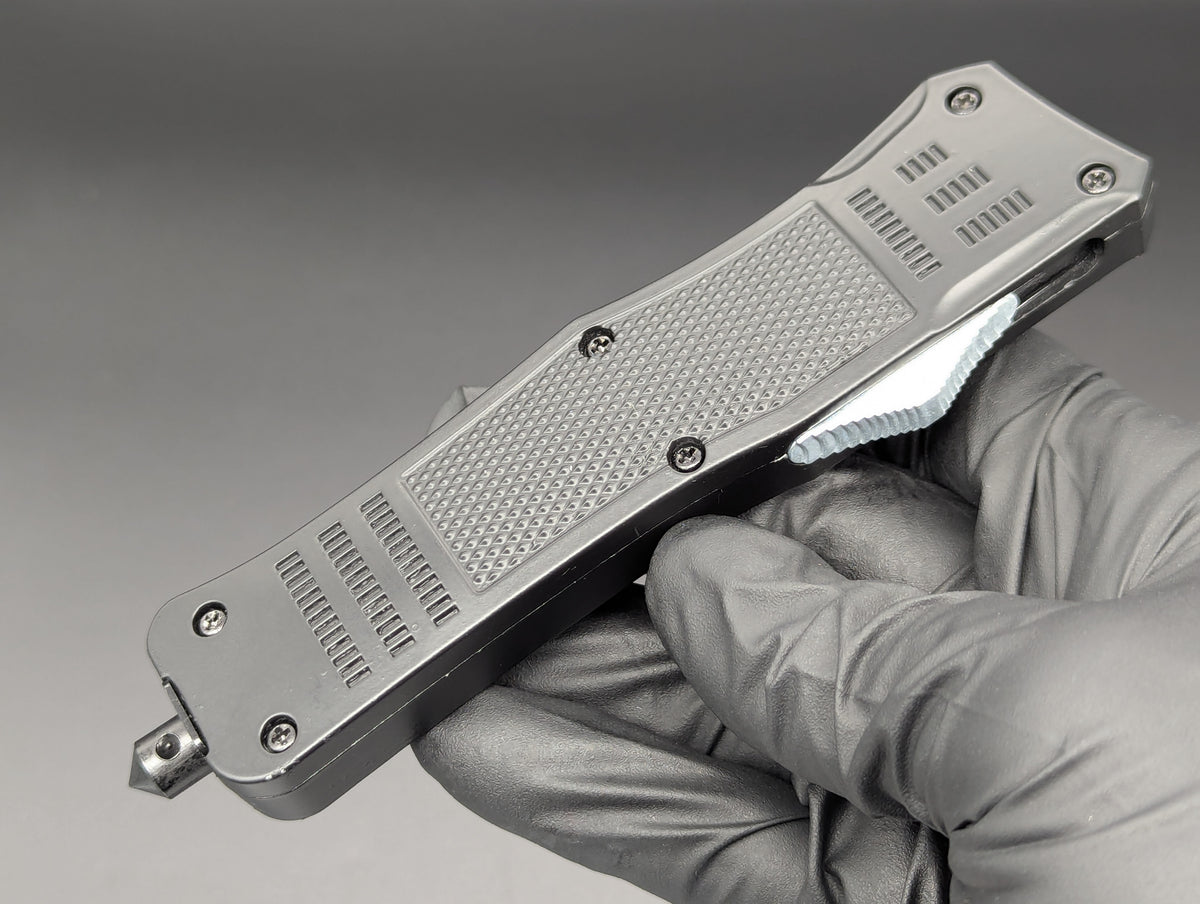 9" 2-Tone Black Drop Point CQC OTF Automatic Knife
