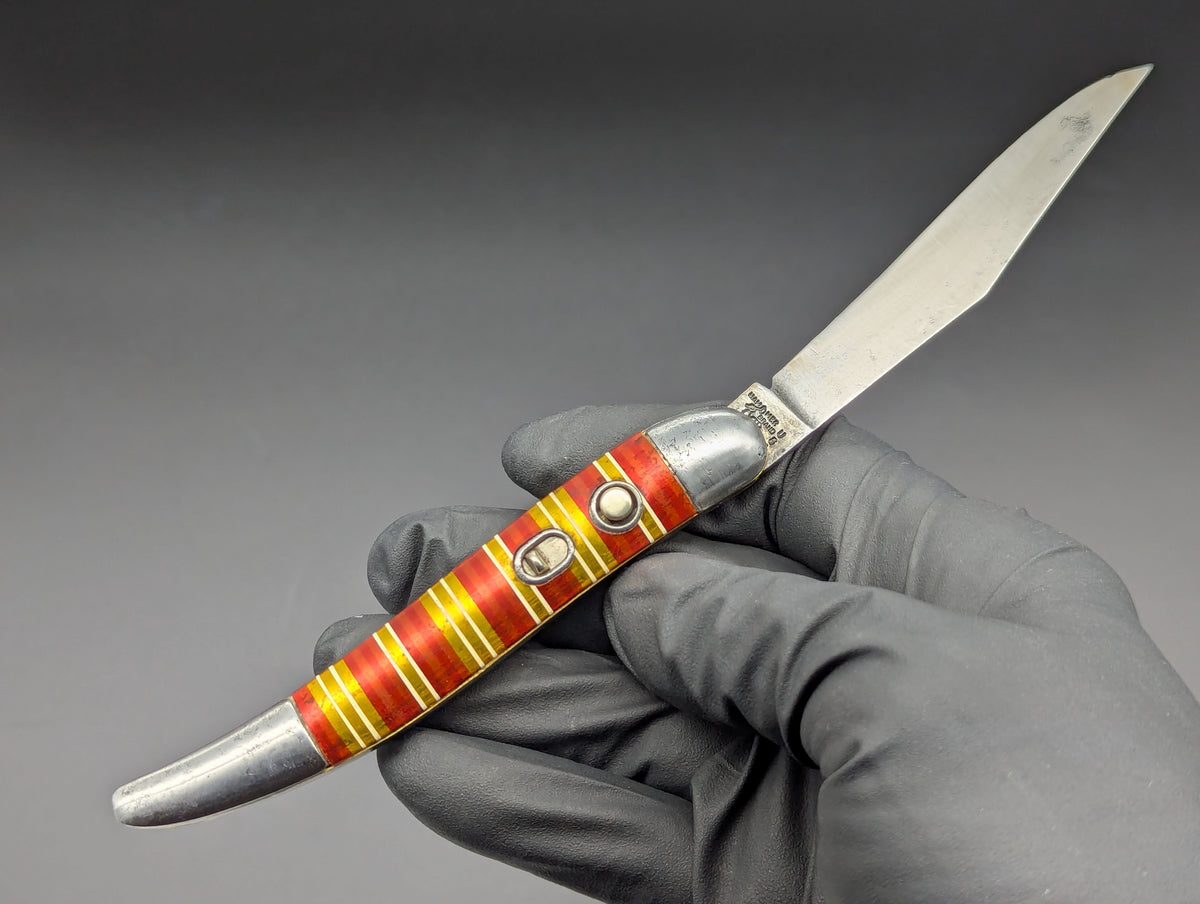 ANTIQUE HAMMER BRAND CANDY STRIPE TOOTHPICK SWITCHBLADE KNIFE