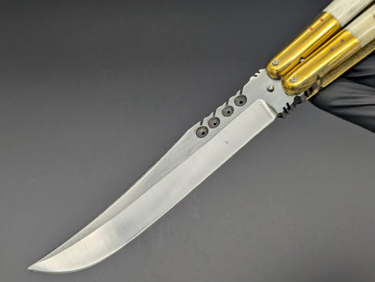 29 CM FHM WHITE BONE/ BLACK HORN BALISONG RAMBO #2