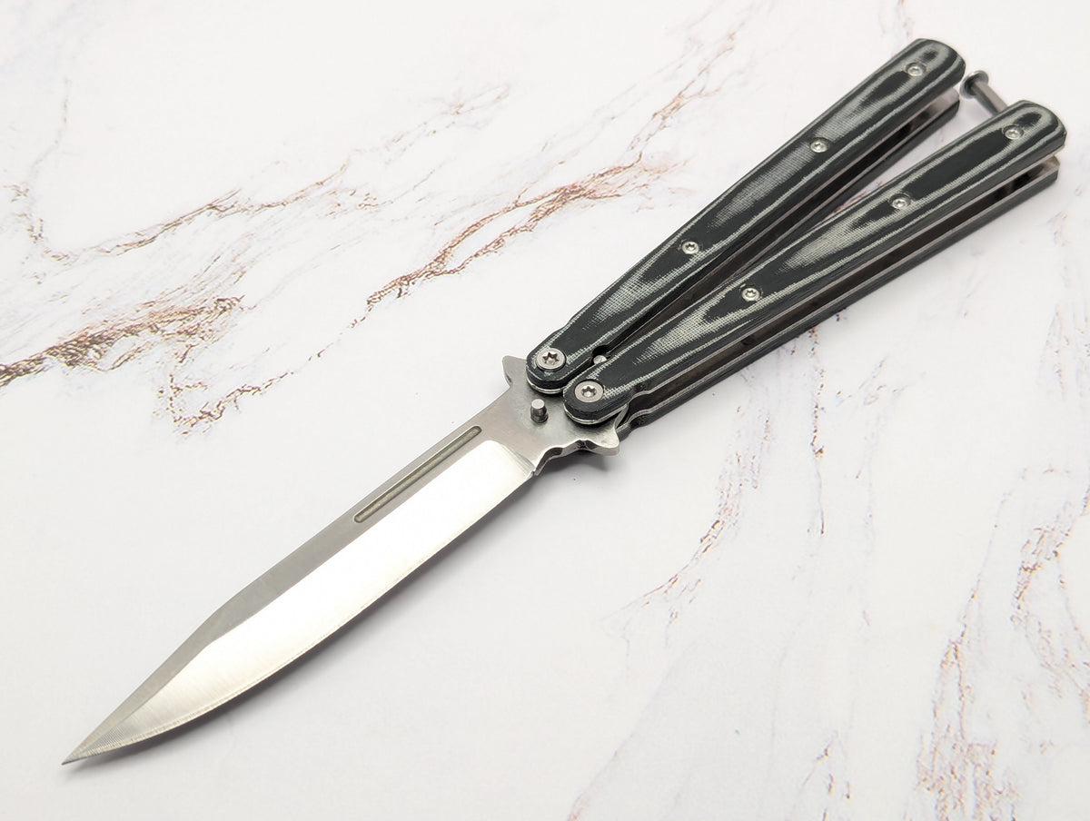 9" Grey & Black Micarta Stainless Butterfly Knife