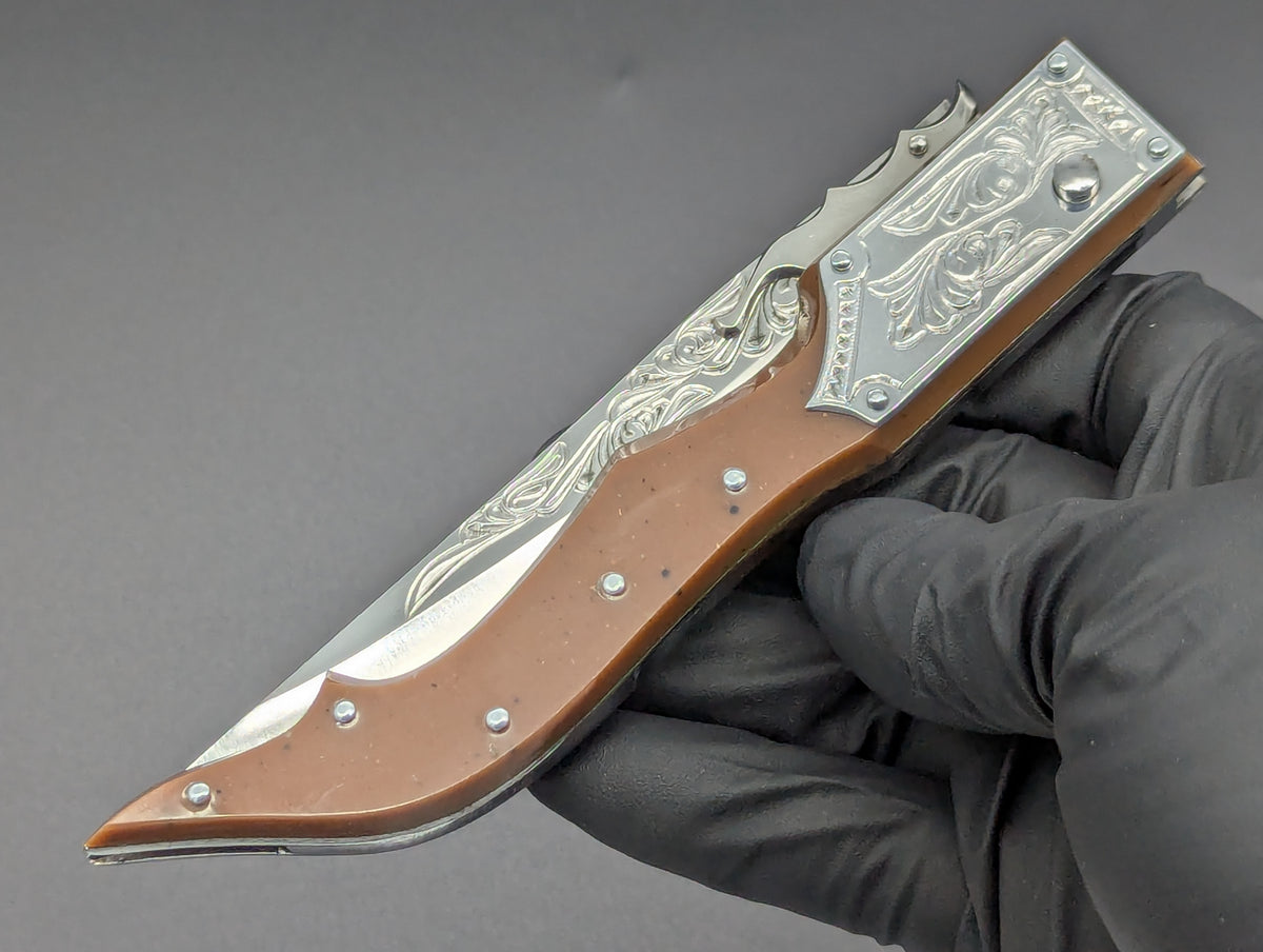 80's Soviet Era Russian Prison Engraved Swinguard Knife