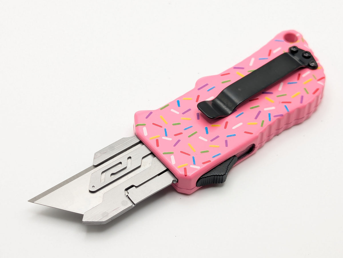 Pink Sprinkle D/A Box Cutter OTF Knife
