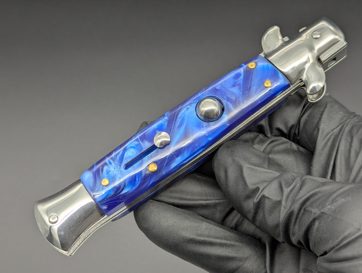 9" BLUE PEARL BAYO BLADE ITALIAN STYLE STILETTO