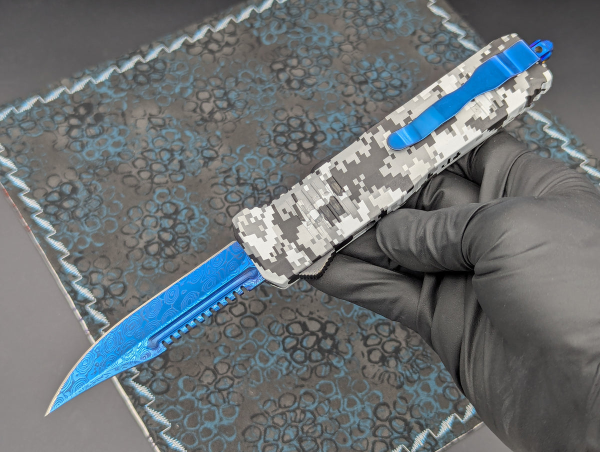 Urban Digi Camo Blue Hellhound D/A OTF Knife