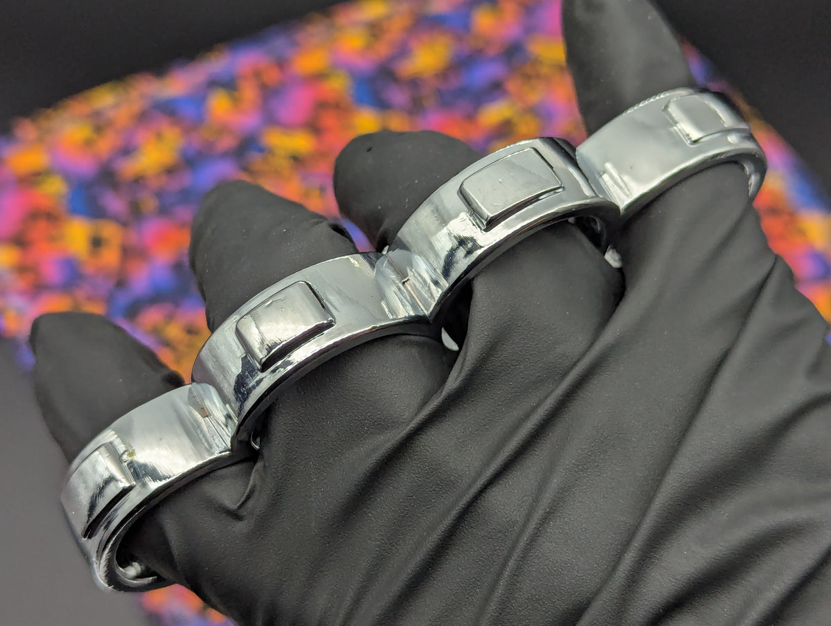 CHROME FINISH ULTRA SQUARE TOP BRASS KNUCKLE DUSTER