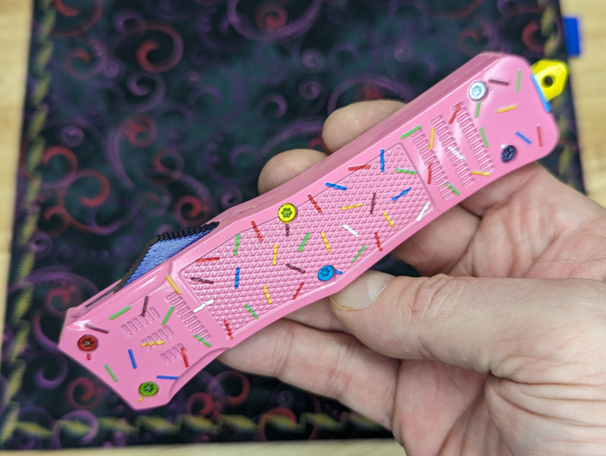 9.5" PINK SPRINKLE CQB D/A OTF KNIFE
