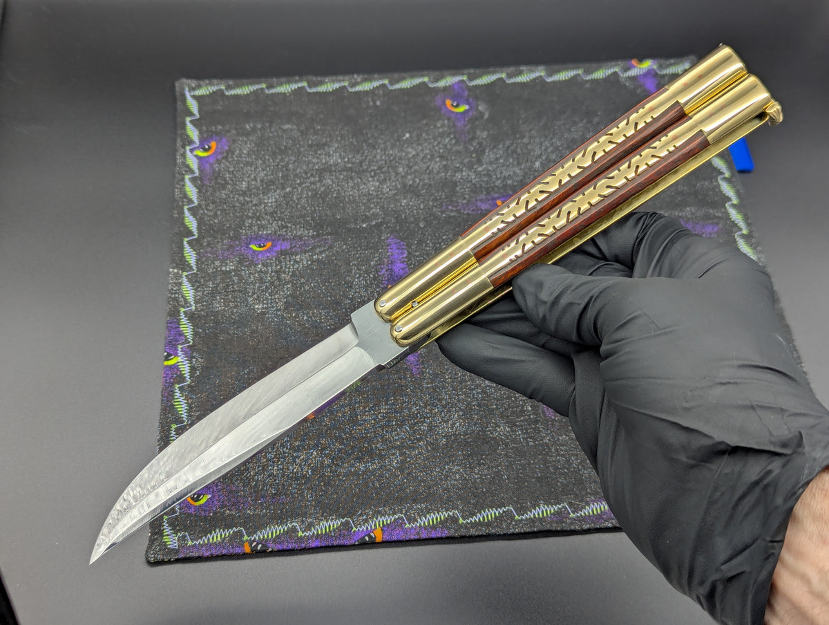 11" KALAPKUP Ultra Heavy Brass FHM Balisong Clip Point
