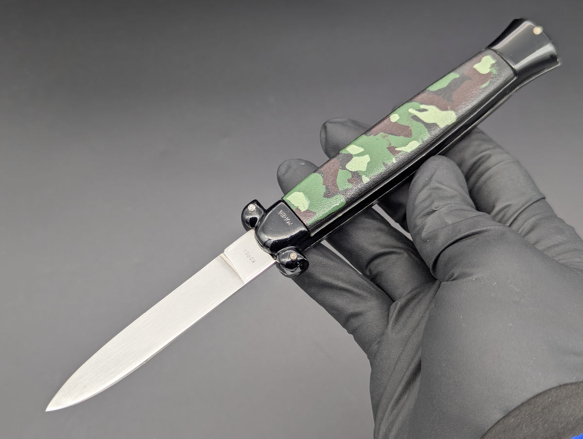 VINTAGE KOREAN NATO MILITARY OTF KNIFE 3 PIN CAMO