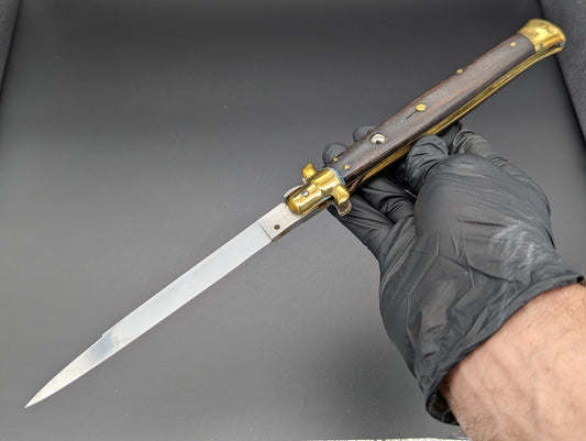 Vintage 13" VIRGINIA Wood & Brass Italian Stiletto Swedge Blade