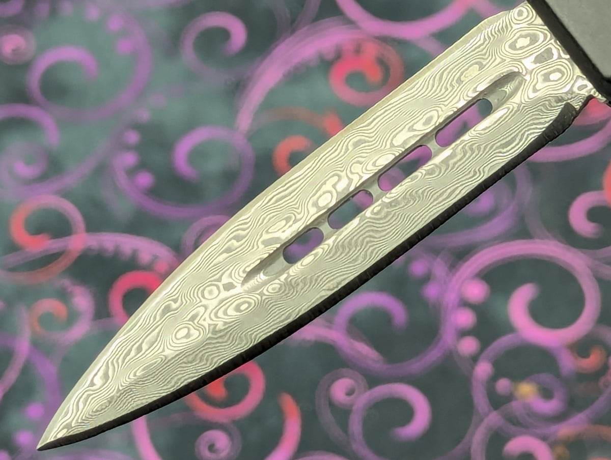 7" OL Damascus Blade Double Edge D/A OTF Knives