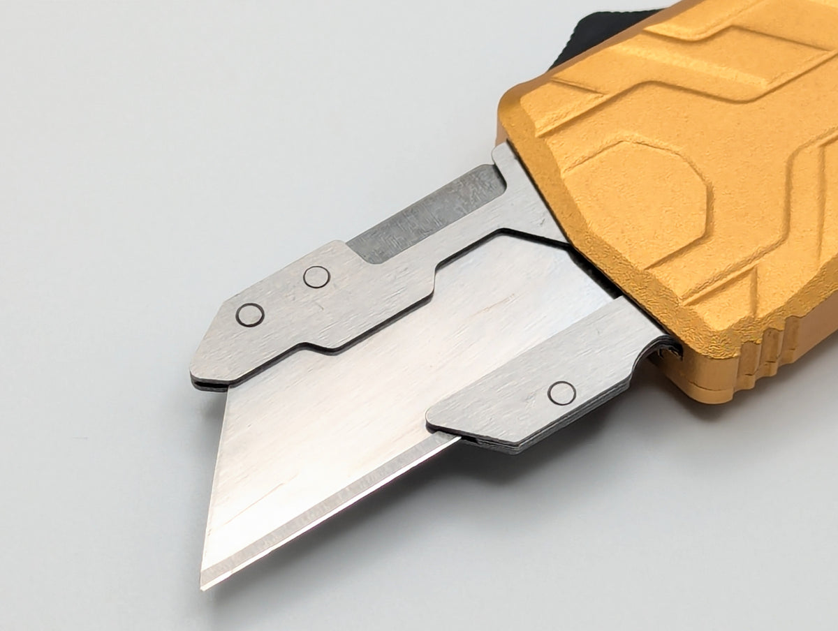 Gold Molded Aluminum D/A Box Cutter OTF Knife