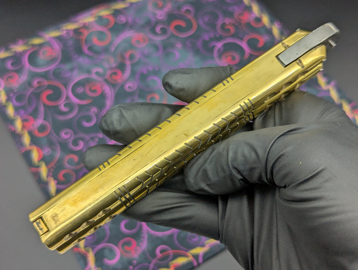 366 GRAM SOLID BRASS FHM BALISONG KNIFE "RAZOR"