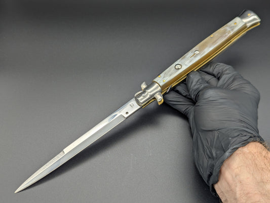 13" MANIAGO ITALY BLONDE HORN SWITCHBLADE ITALIAN STILETTO