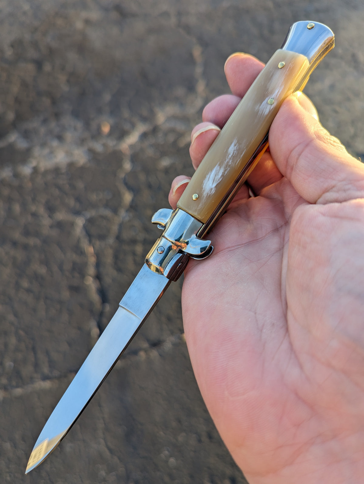 9" Renzo Beltrame Honey Horn Flat Grind Italian Stiletto