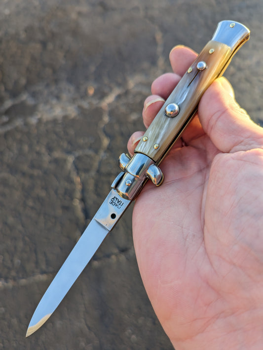 9" Renzo Beltrame Honey Horn Flat Grind Italian Stiletto
