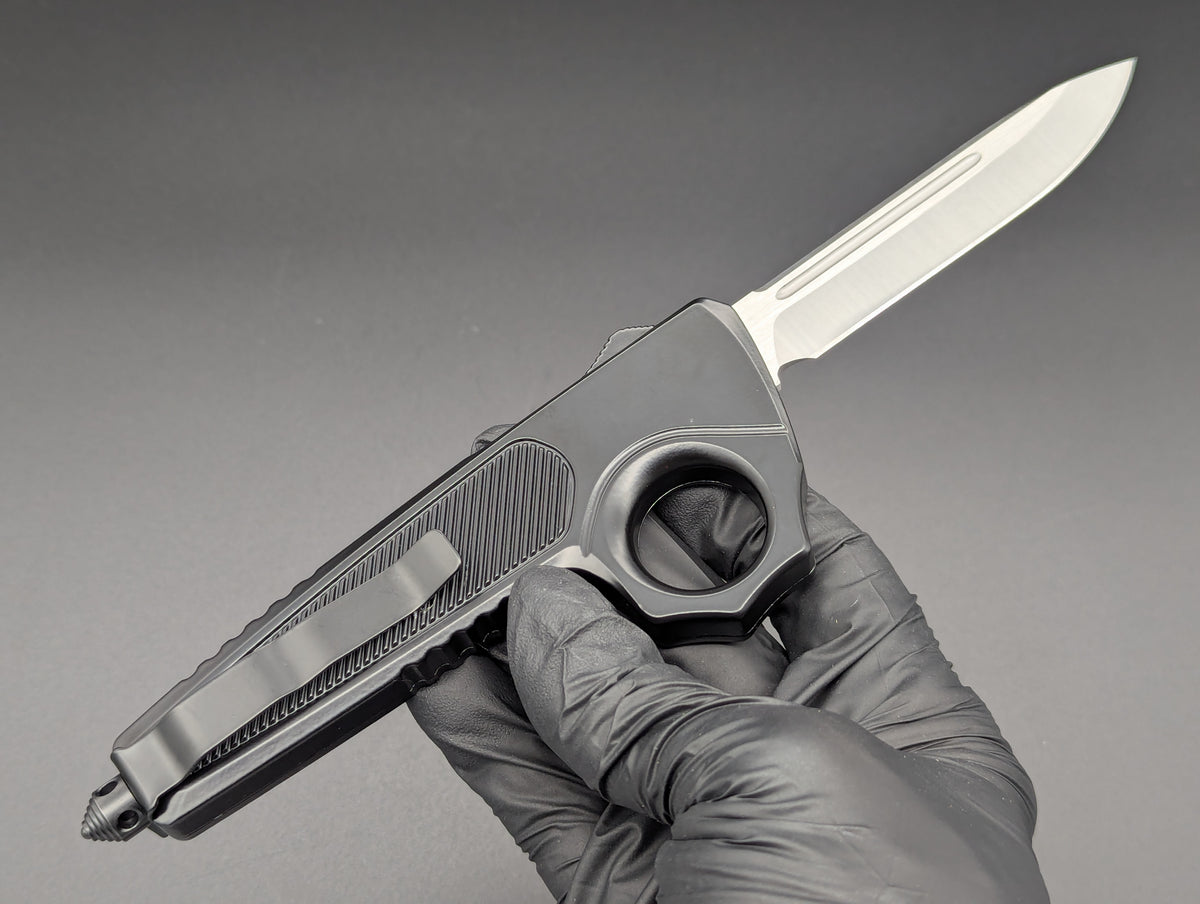 BLACK SFK GLASS BREAKER D/A OTF KNIFE DROP POINT