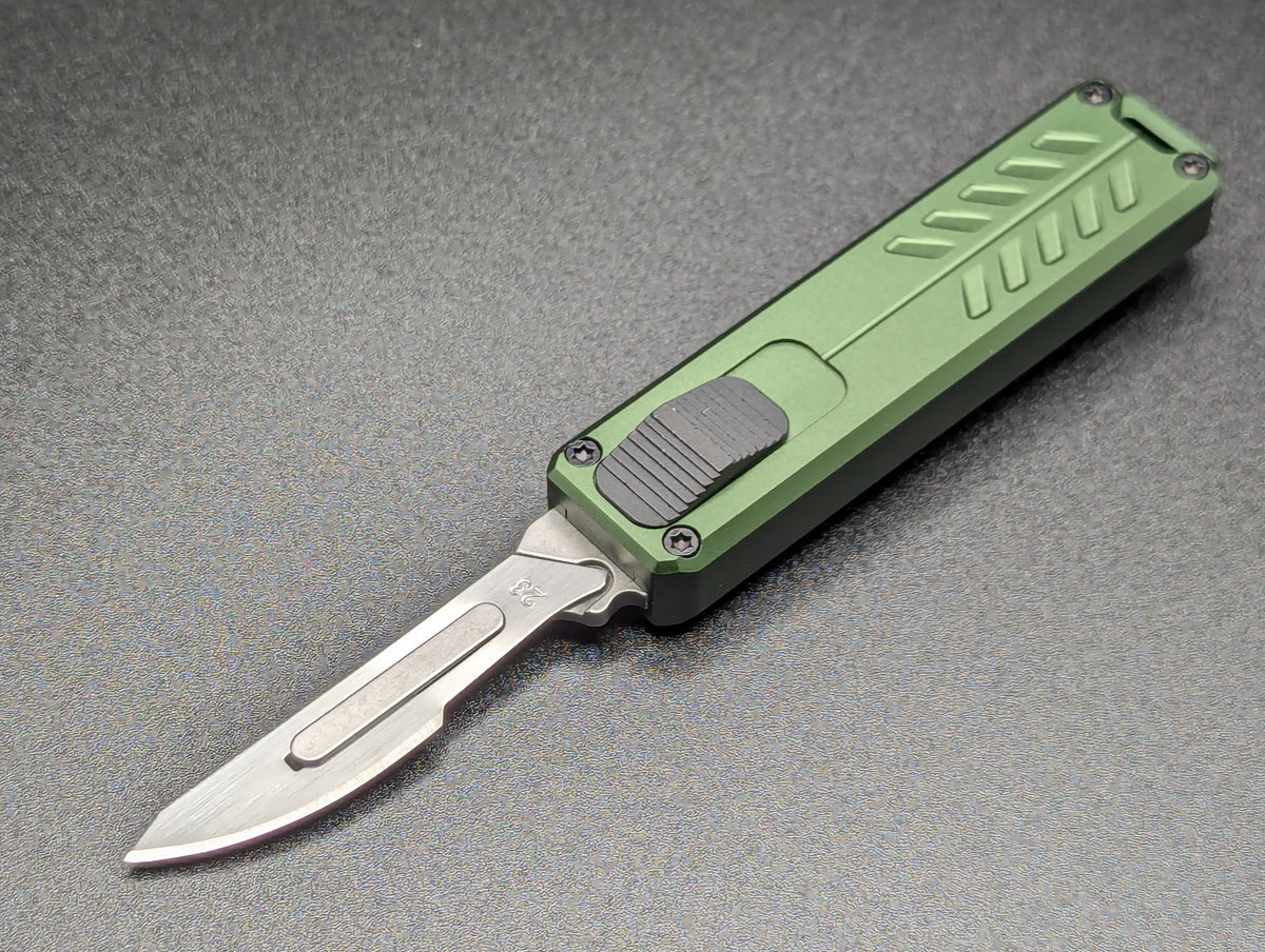 5.25" MINI D/A OTF SCALPEL KNIFE GREEN