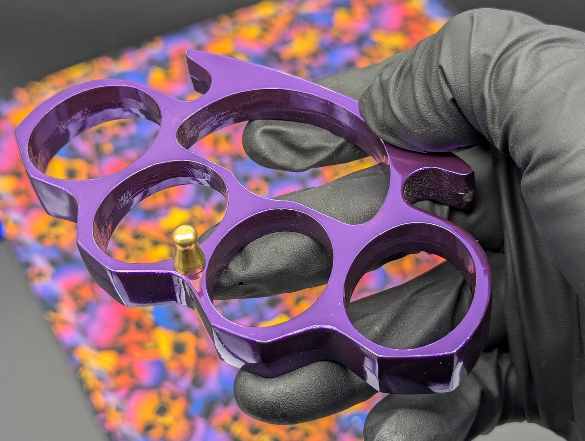 Metallic Purple Alloy Square Top Brass Knuckles